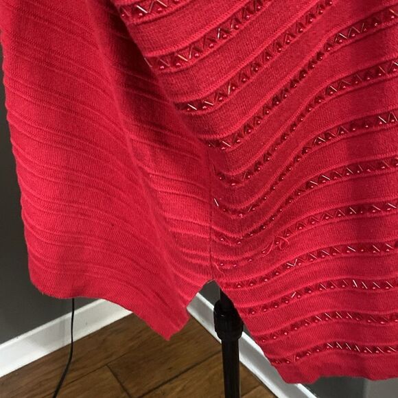 Lane Bryant Sweater Womens Red Top Long Sleeve Casual Ladies Beaded - Picture 9 of 13